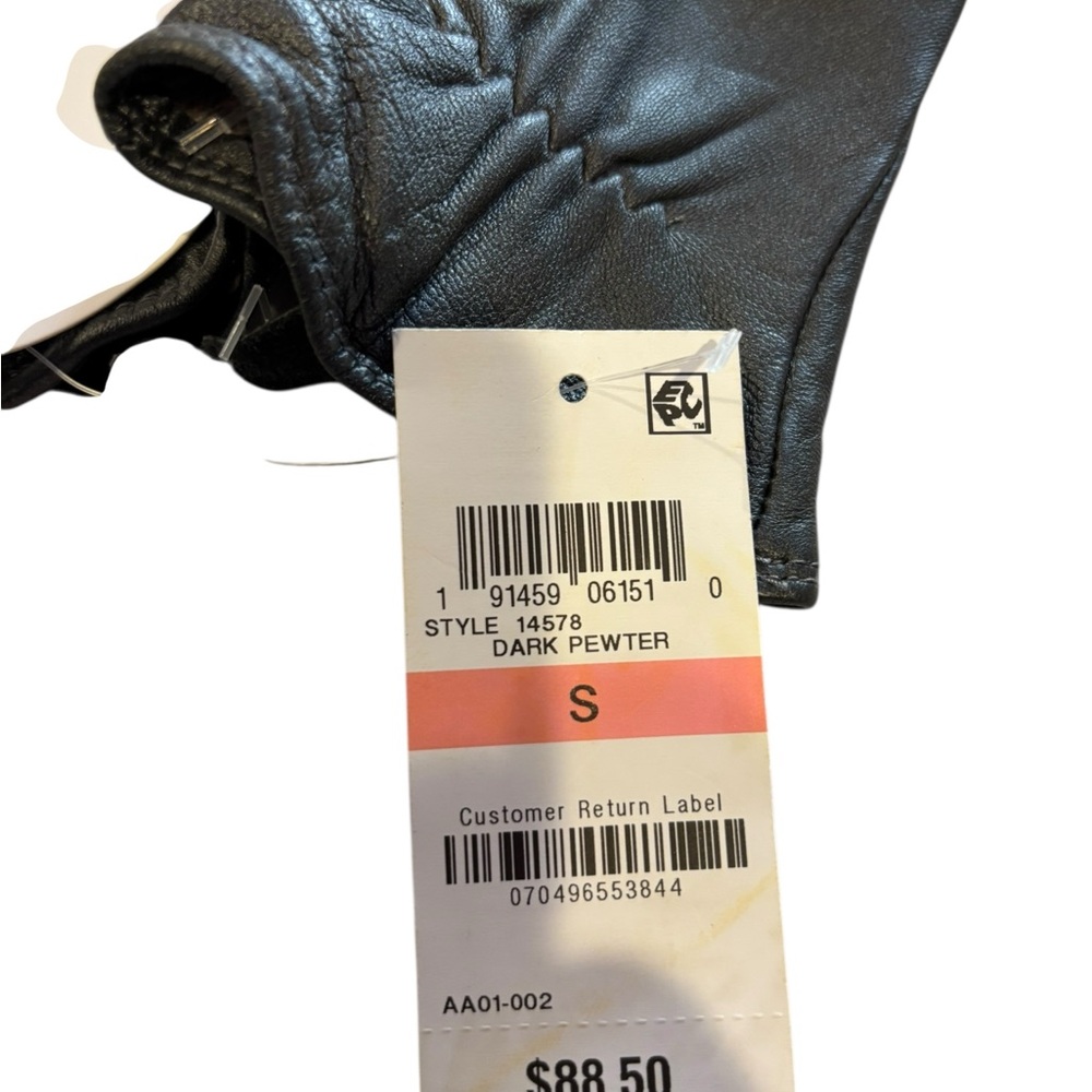 Charter Club Men’s Dark Pewter Leather Touchscreen Gloves Size S - Picture 5 of 5